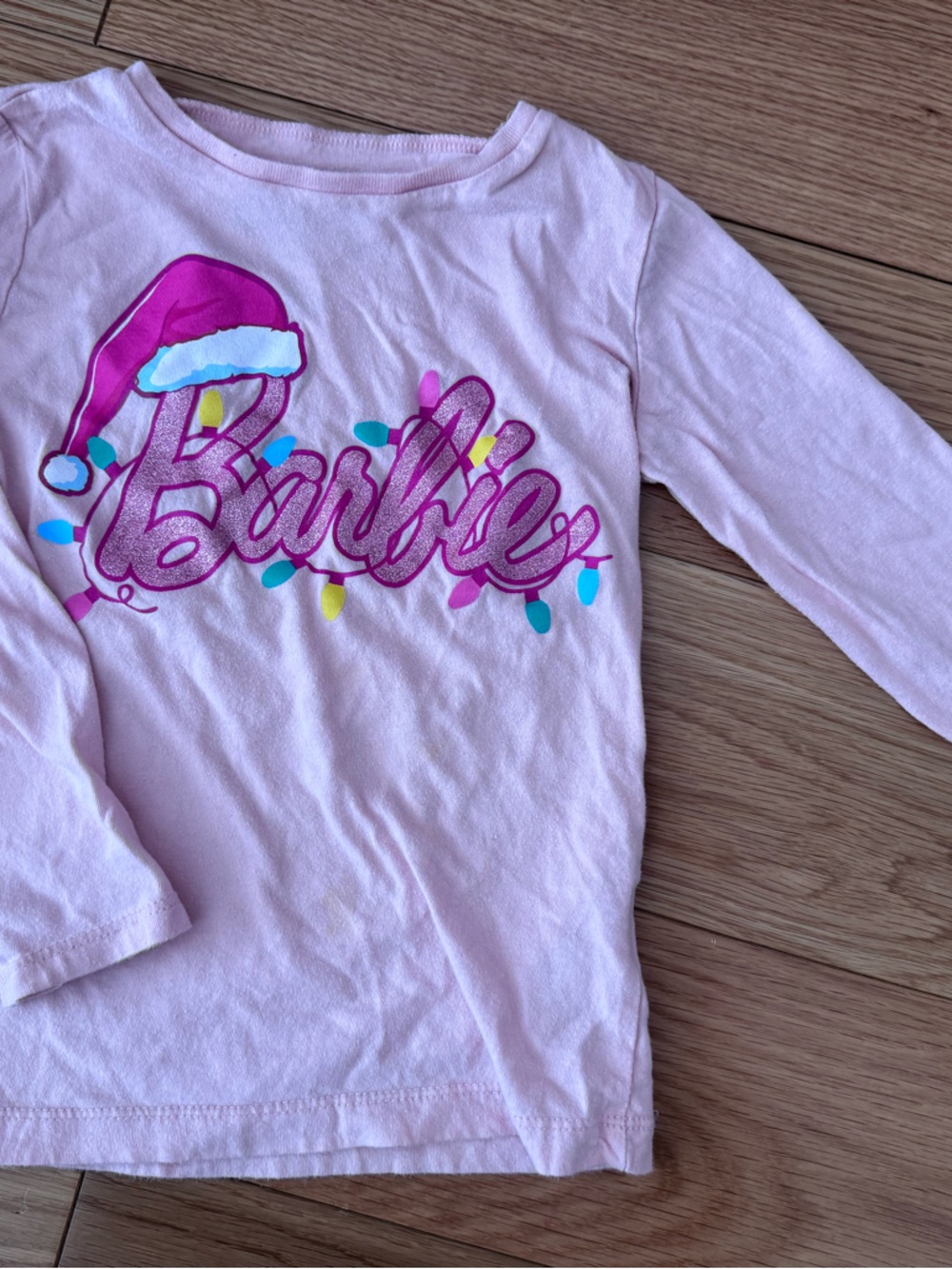 Barbie Light Pink Long Sleeve Top with Festive Graphic - Picture 2 of 2